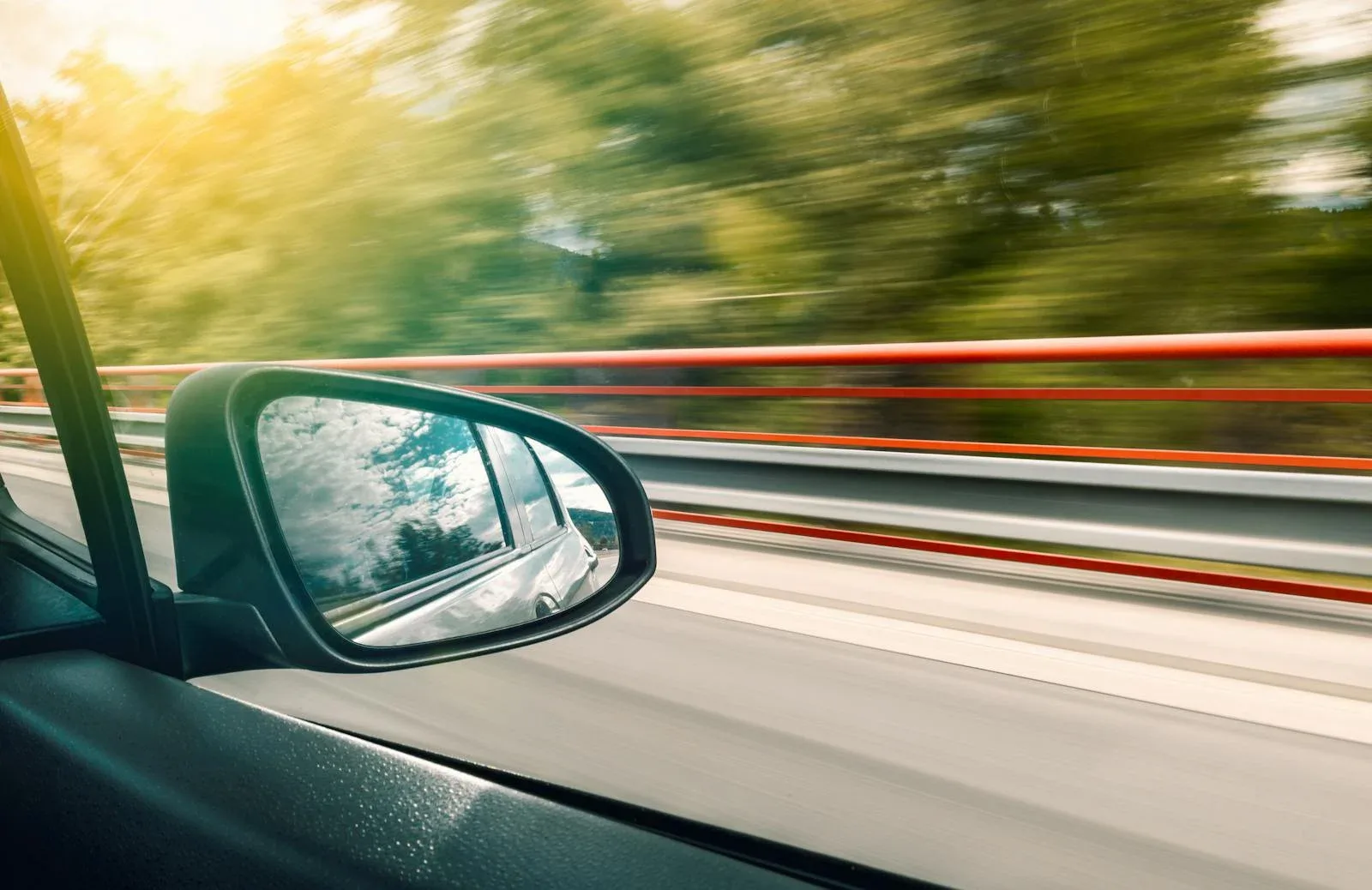 View of a car wing mirror