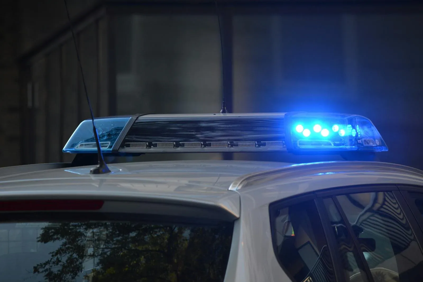 Police car with emergency lights