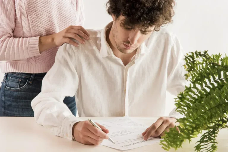 Man reading divorce papers