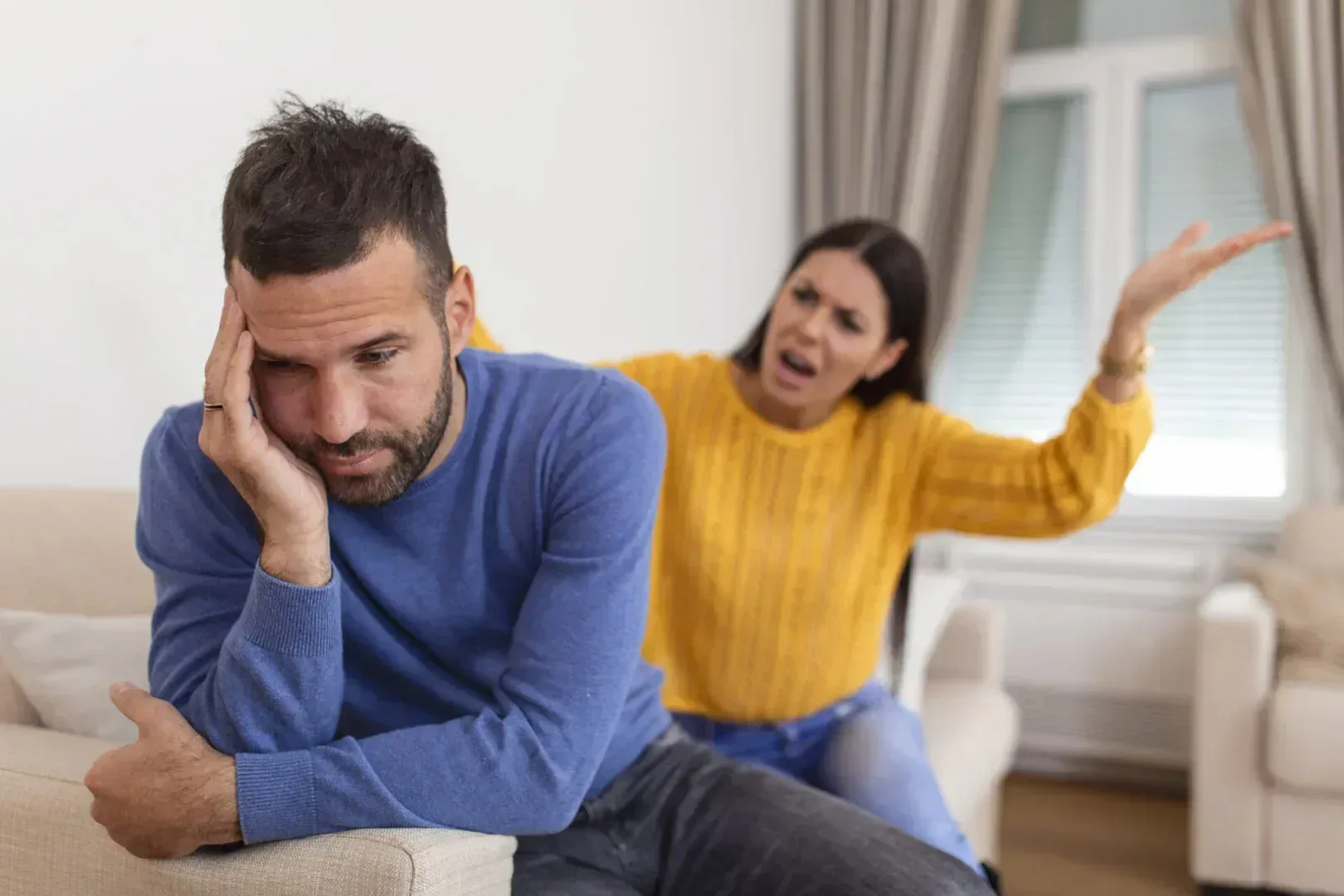 Couple having argument during divorce process